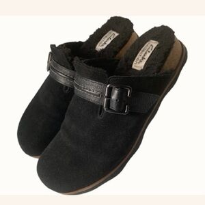 Clarks Clogs Brynn Slide Suede Slip-on Flats Indoor Outdoor Scandi BLK H 1.4 8